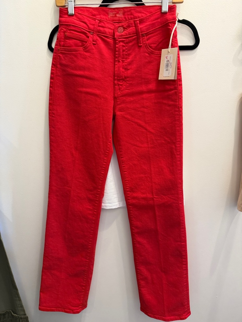 MOTHER Kick It Red Denim Jeans Size 25 New!